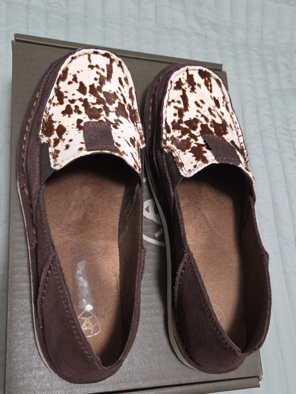 Ariat Brown and White Cowhide Slip-On Women’s Loafers